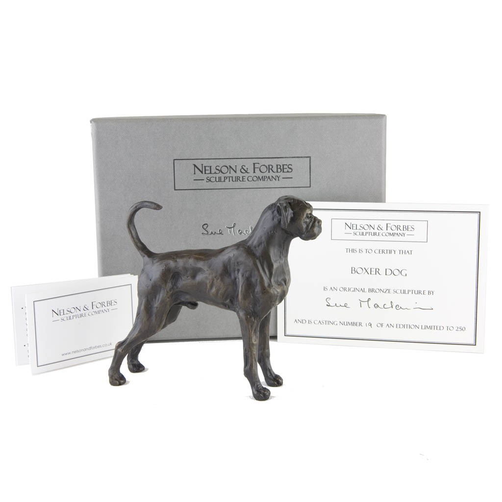 Bronze Dog Sculpture Boxer Dog by Sue Maclaurin