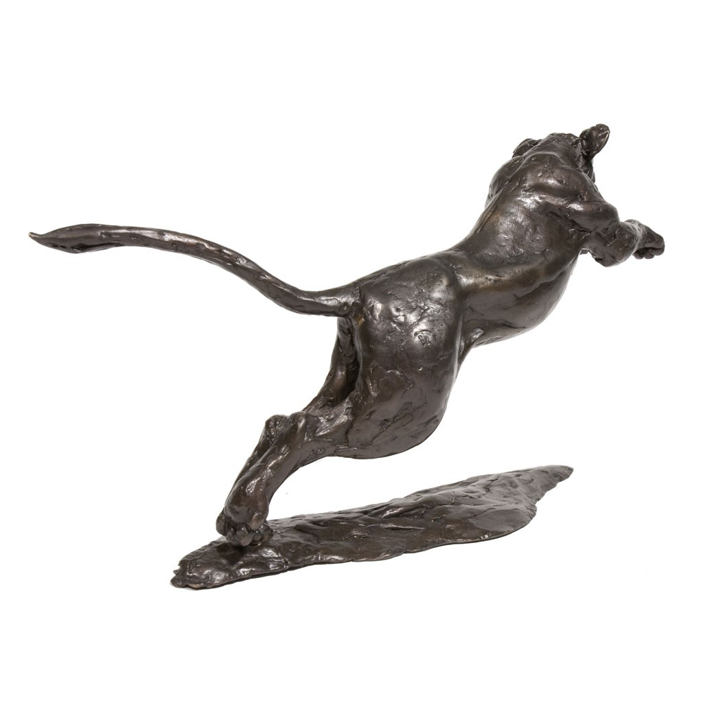 Large Iron Leaping Cheetah Statue