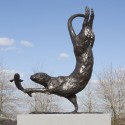 Bronze Otter Sculpture: Garden Diving Otter by Sue Maclaurin (Life Size)