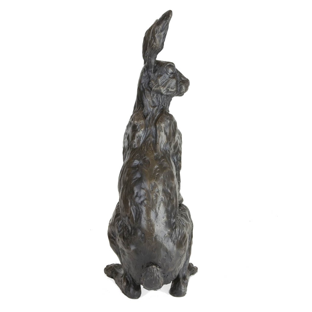 Bronze Hare Sculpture: Garden Alert Hare by Sue Maclaurin