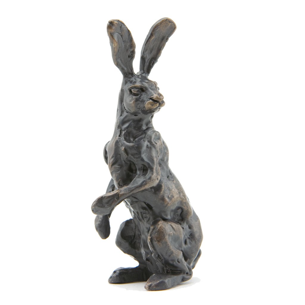 Bronze Hare Sculpture: Alert Hare Maquette by Sue Maclaurin