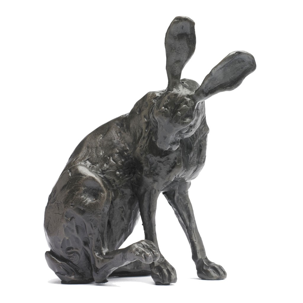 Bronze Hare Sculpture: Grooming Hare by Sue Maclaurin