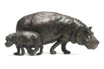 New baby gift ideas bronze hippopotamus mother and baby